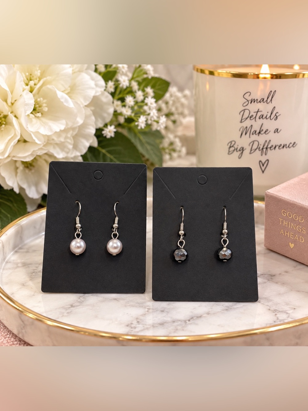 Silver Tone Small Dangle Earrings – 2 Pair Set